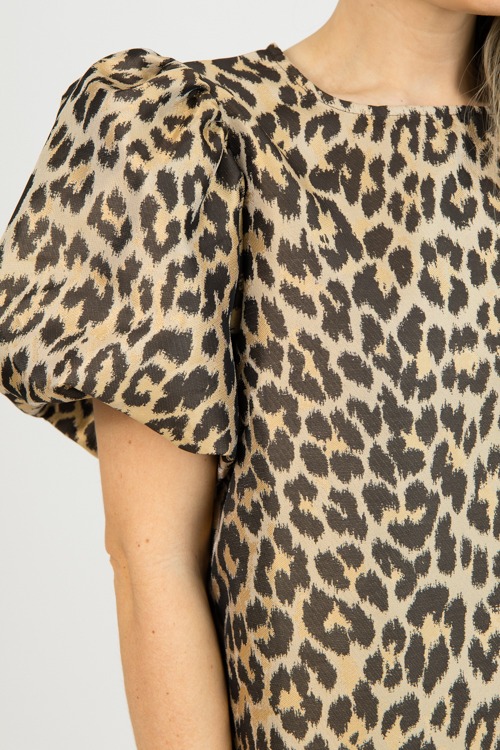 Puff Sleeve Leopard Dress, Brown - 0122-22.jpg