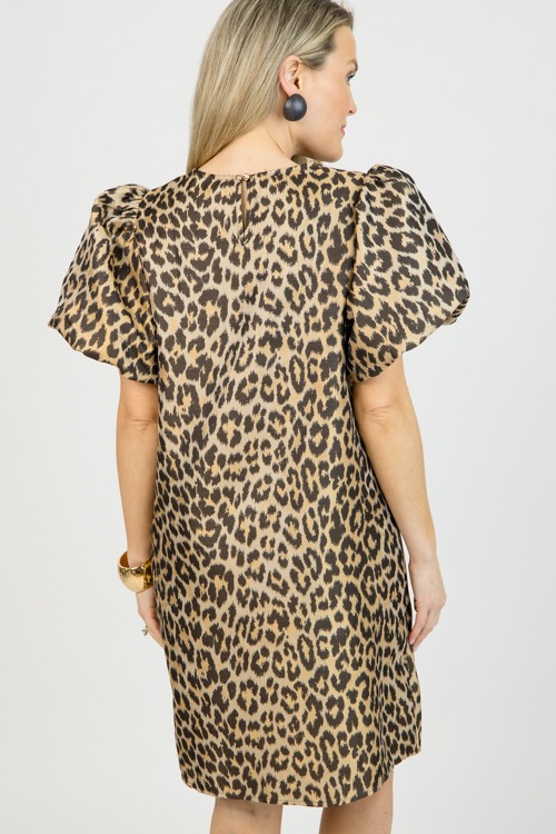 Puff Sleeve Leopard Dress, Brown - 0122-25.jpg