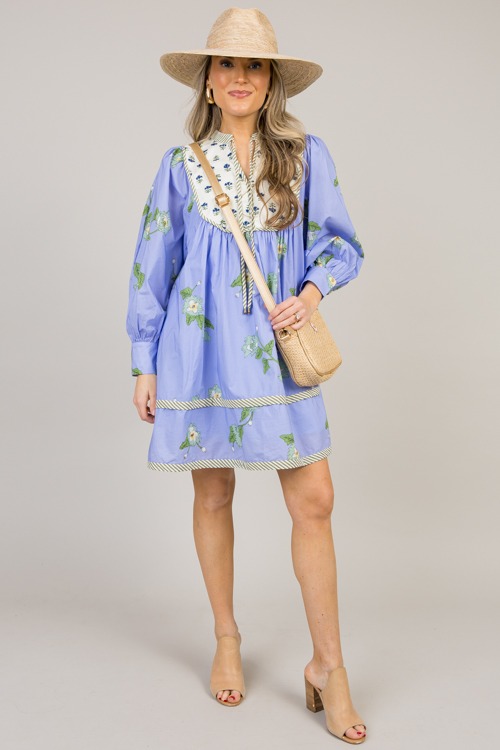 Double Take Floral Dress, Blue