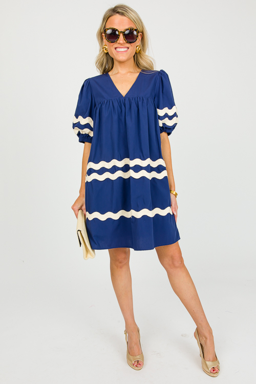 Emery Ric Rac Dress, Navy