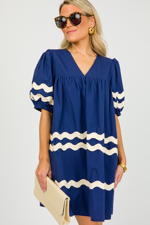 Emery Ric Rac Dress, Navy