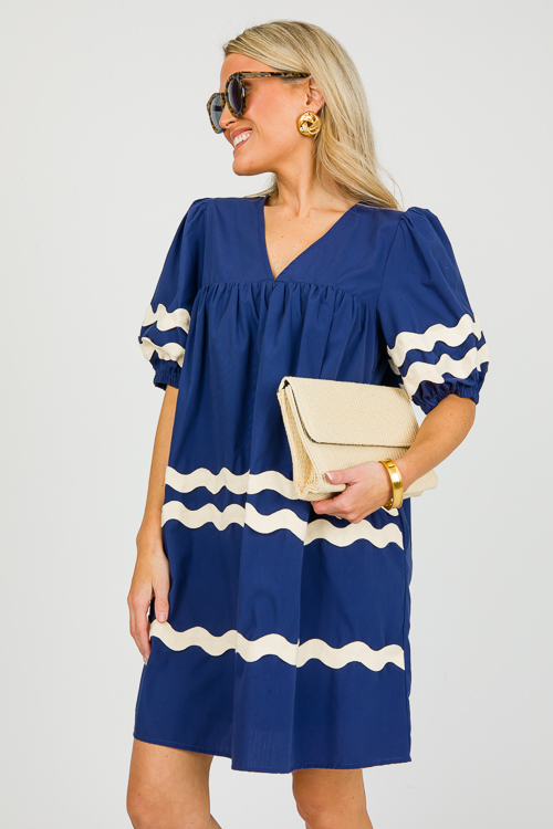 Emery Ric Rac Dress, Navy