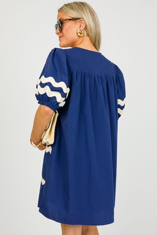 Emery Ric Rac Dress, Navy - New Arrivals - The Blue Door Boutique