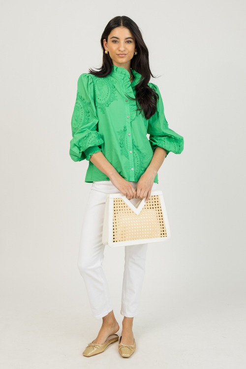 Lucy Embroidery Blouse, Green - 0123-131.jpg