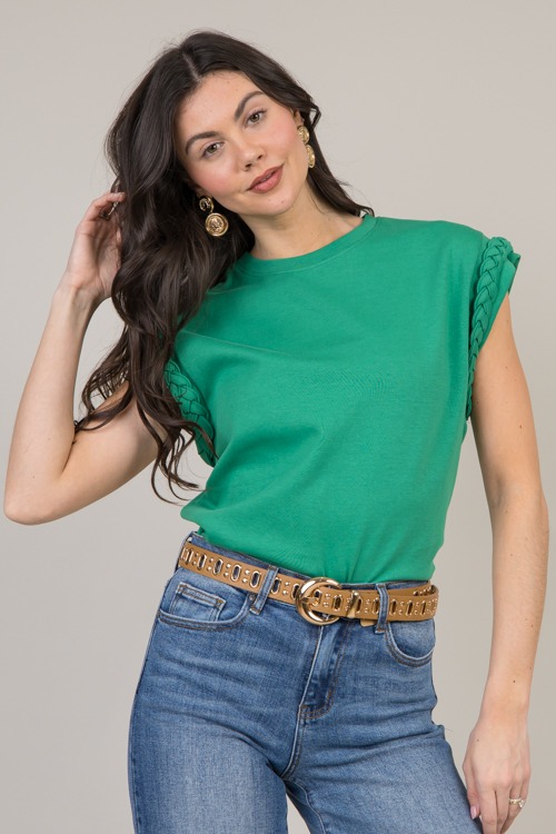 Braided Trim Tee, Green - 0123-131.jpg