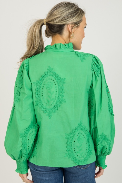 Lucy Embroidery Blouse, Green - 0123-135.jpg