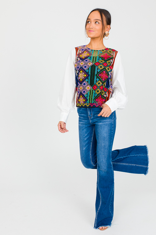 Serena Embroidery Top, Black Multi
