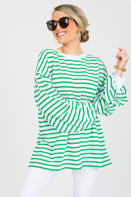 Slouchy Stripe Tunic, Green