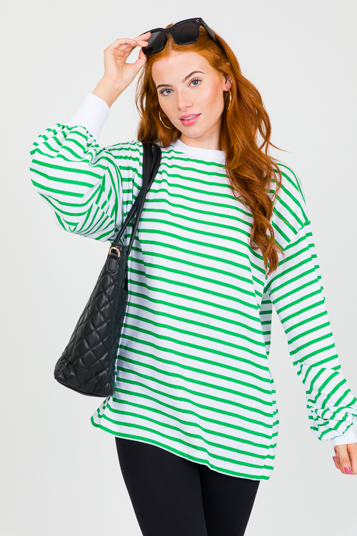 Slouchy Stripe Tunic, Green