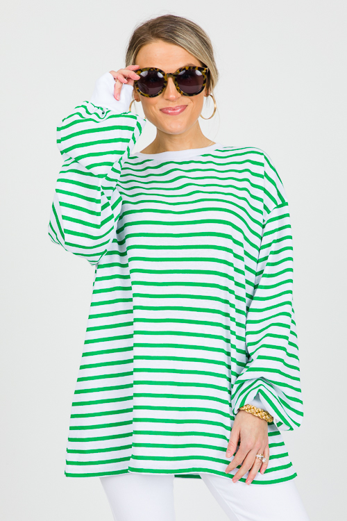 Slouchy Stripe Tunic, Green