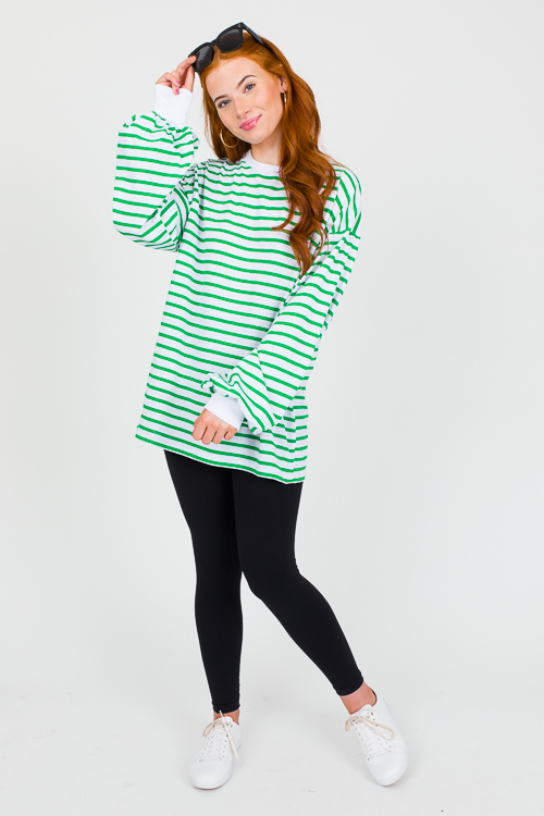 Slouchy Stripe Tunic, Green