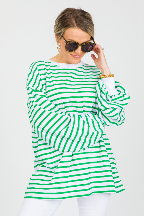 Slouchy Stripe Tunic, Green