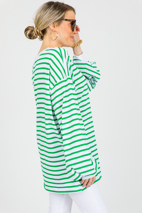 Slouchy Stripe Tunic, Green