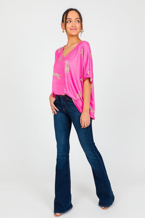Leaping Leopards Soft Tee, Fuchsia