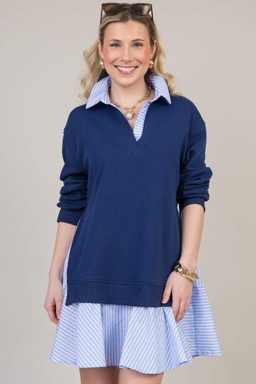 Preppy Layered Dress, Navy