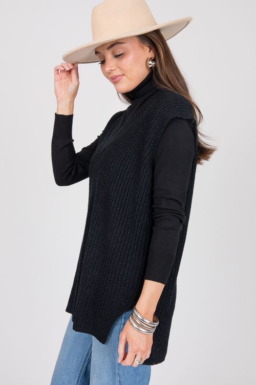 Sleeveless Sweater Tunic, Black
