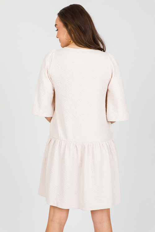 Crinkle Texture Dress, Cream