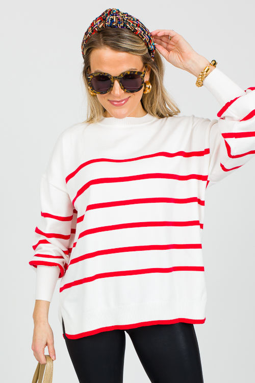 Carmichael Stripe Sweater, Red