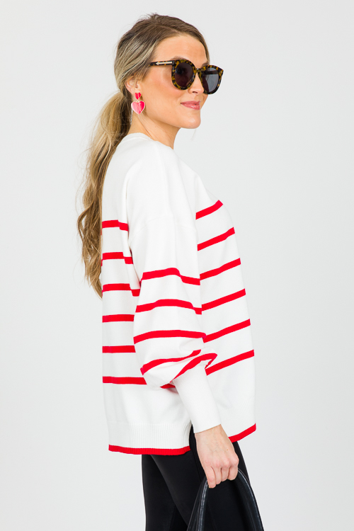 Carmichael Stripe Sweater, Red