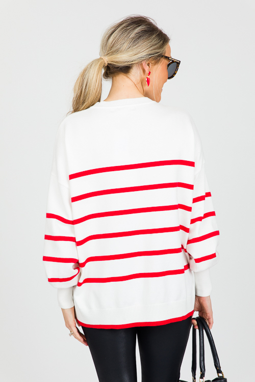 Carmichael Stripe Sweater, Red