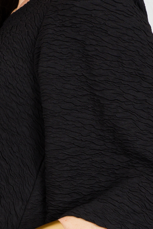 Crinkle Texture Dress, Black