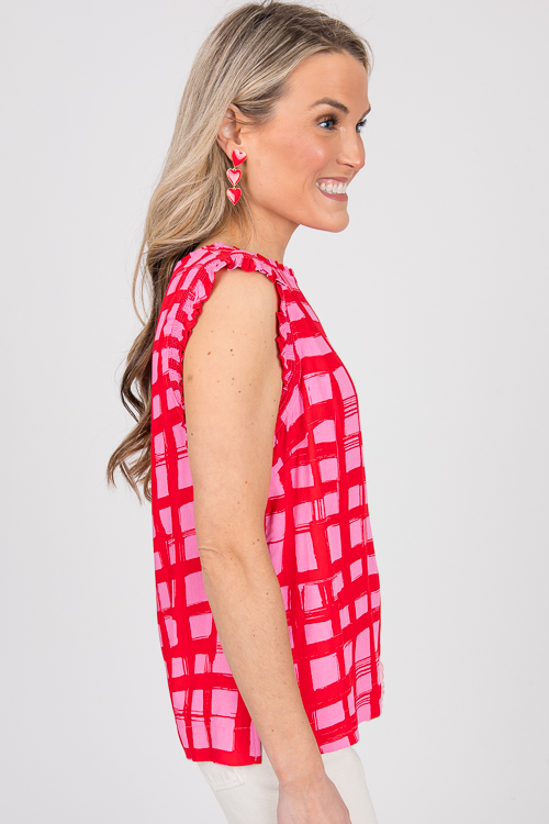 Painted Checks Top, Red