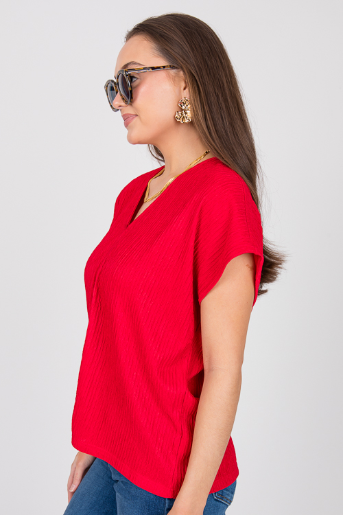 Crinkle Stretch Top, Red