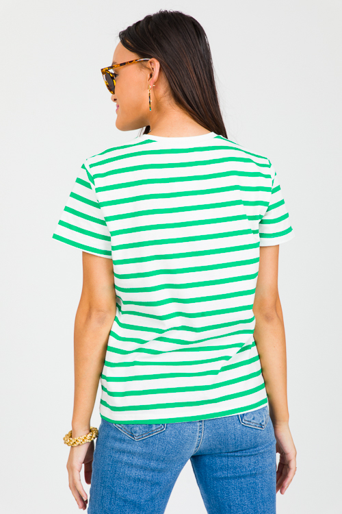 Short Sleeve Stripe Tee, Green