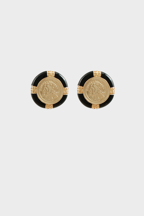 Coin Acrylic Earrings, Black