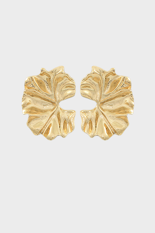 Metal Leaf Earrings, Gold