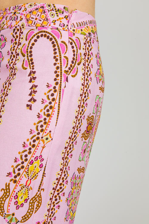 Printed Linen Pants, Lilac Multi