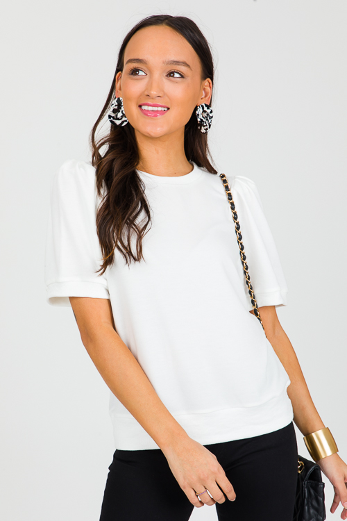 Banded Short Sleeve Tee, Off White