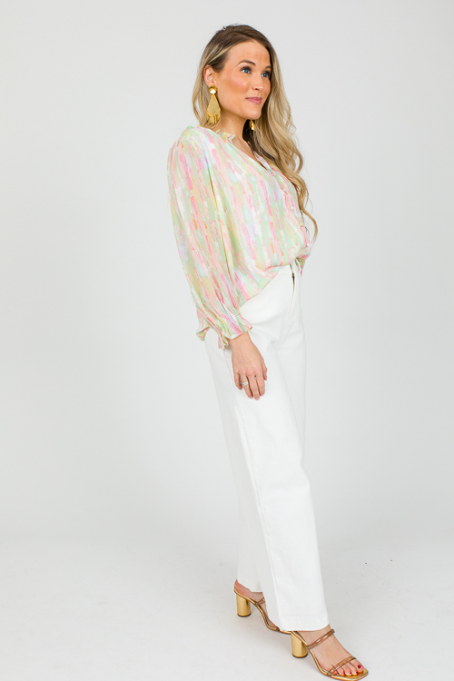 Pastel Button Blouse, Pink Multi