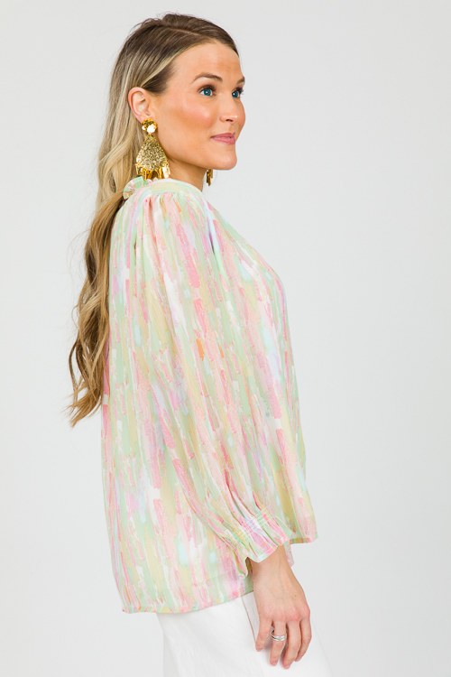 Pastel Button Blouse, Pink Multi