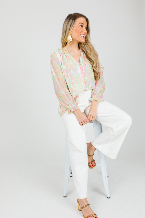 Pastel Button Blouse, Pink Multi