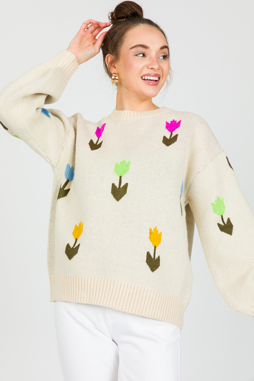 Flower Shops Sweater, Cream