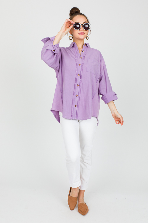 Thermal Contrast Fray Shirt, Periwinkle