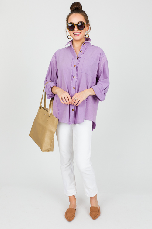 Thermal Contrast Fray Shirt, Periwinkle