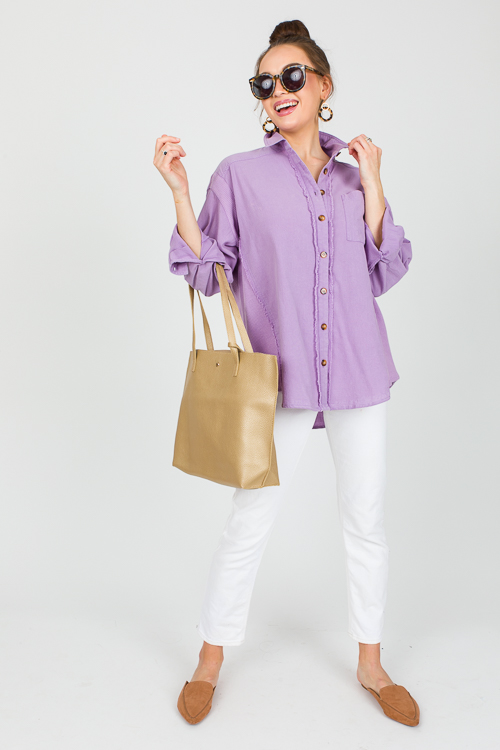 Thermal Contrast Fray Shirt, Periwinkle