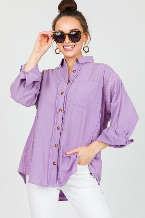 Thermal Contrast Fray Shirt, Periwinkle