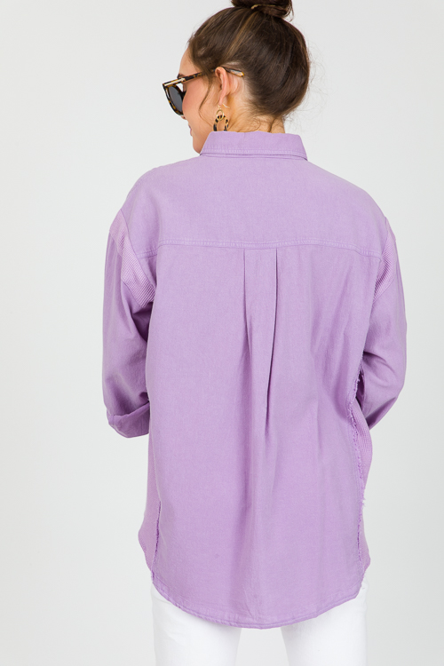 Thermal Contrast Fray Shirt, Periwinkle