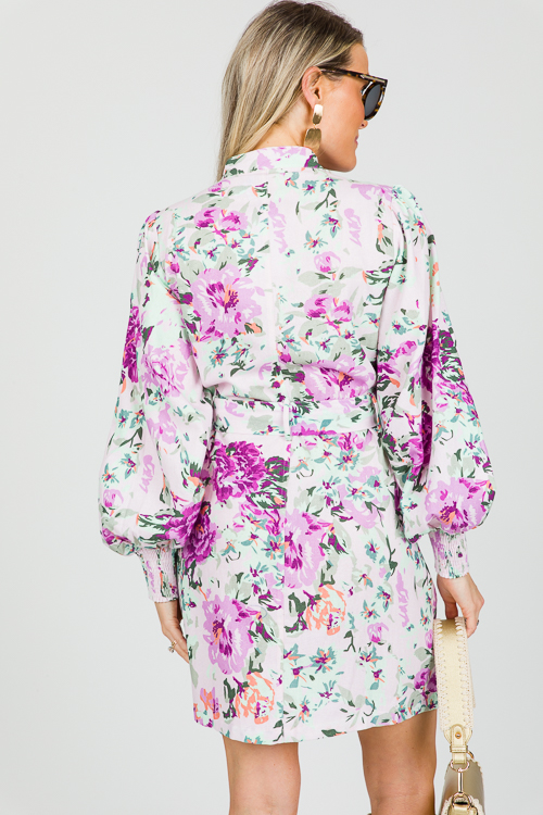 Charlotte Floral Shirt Dress, Lavender