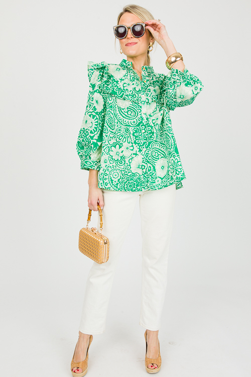 Mindy Floral Top, Green