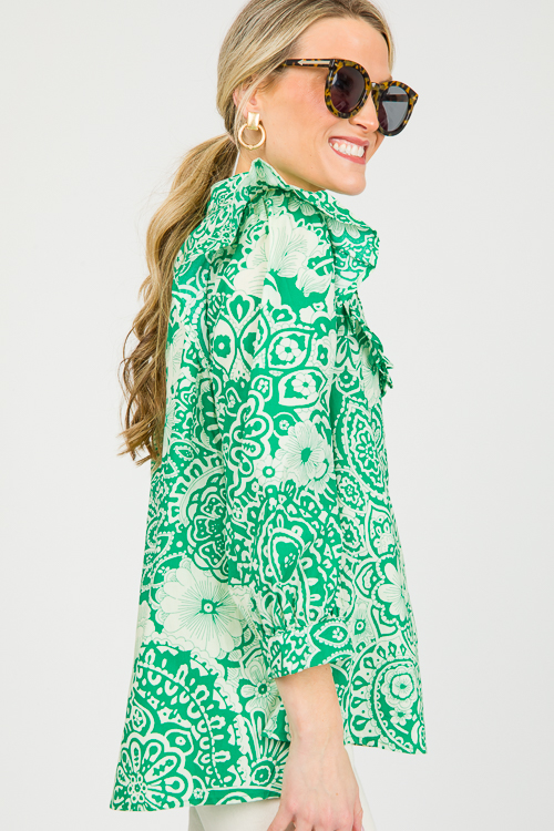 Mindy Floral Top, Green