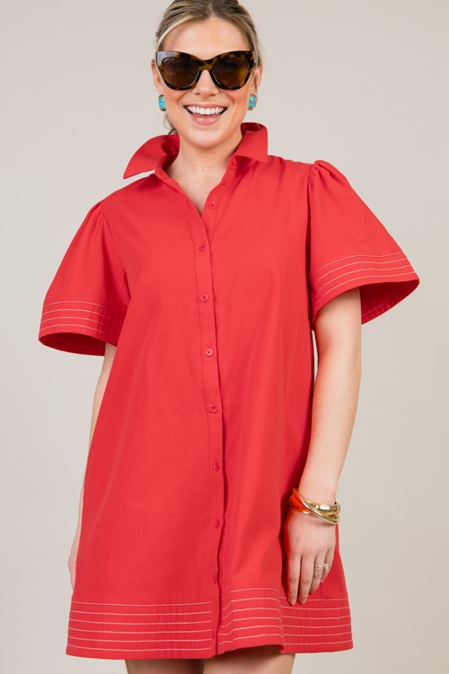 Corley Shirt Dress, Tomato Red