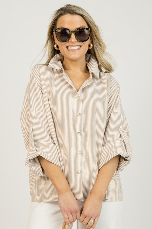 Marti Striped Button Down, Taupe - 0127-89h.jpg