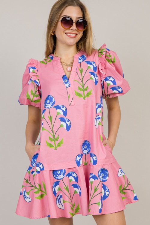 Amelia Floral Dress, Pink