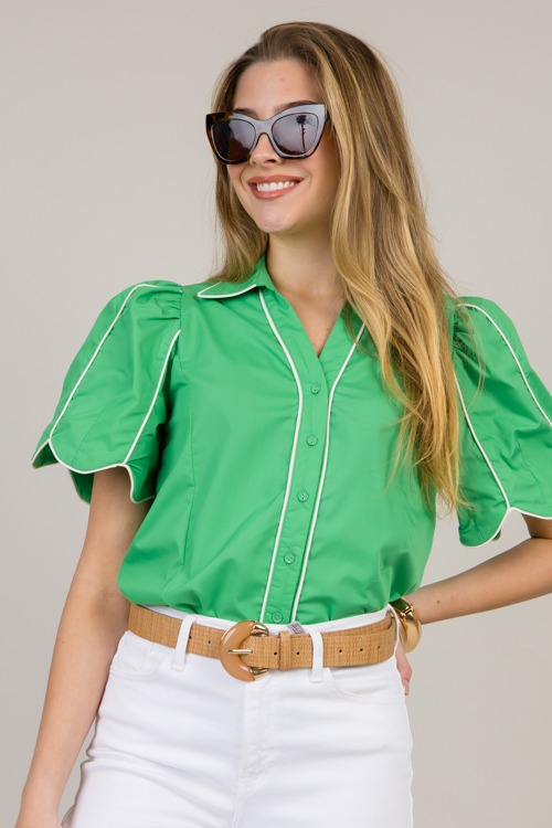 Piping Contrast Button Top, Green - 0128-130p.jpg