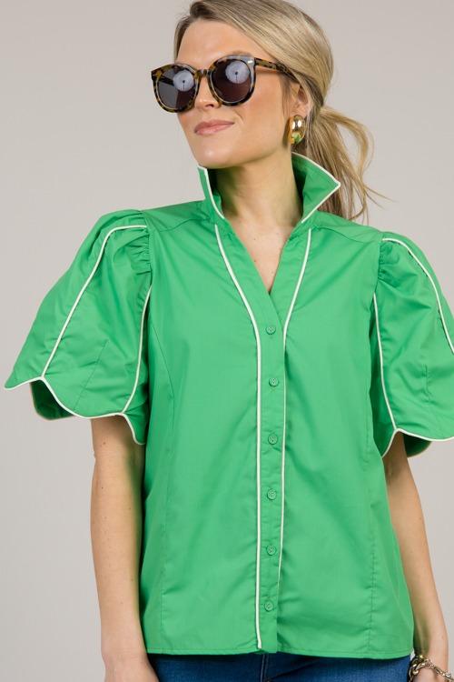 Piping Contrast Button Top, Green - 0128-133.jpg