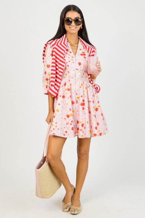 Zip Front Floral Dress, Pink - 0128-68h.jpg